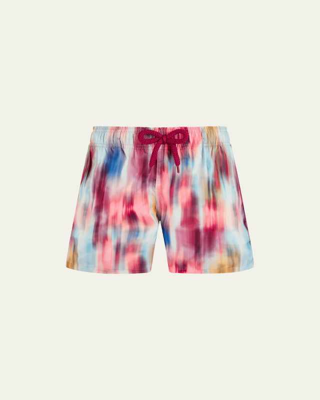 Boy's Jihin Tie Dye-Print Swim Shorts, Size 2-12